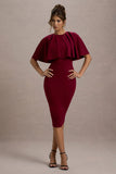Andorra Berry Bodycon Cape Midi Dress