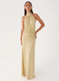 Donyale Halter Maxi Dress Pale Olive