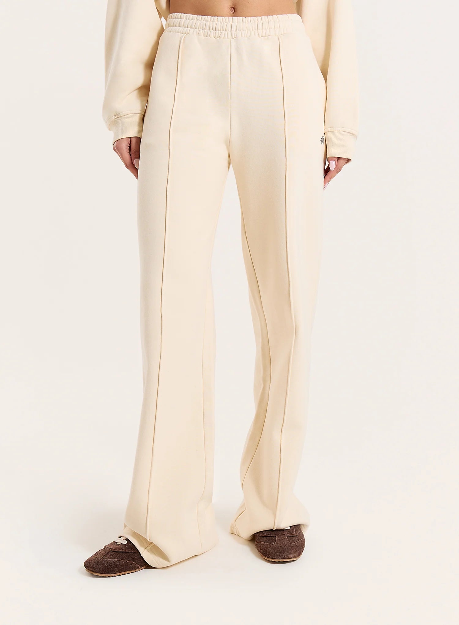 Cream 4th Wide Leg Branded Joggers