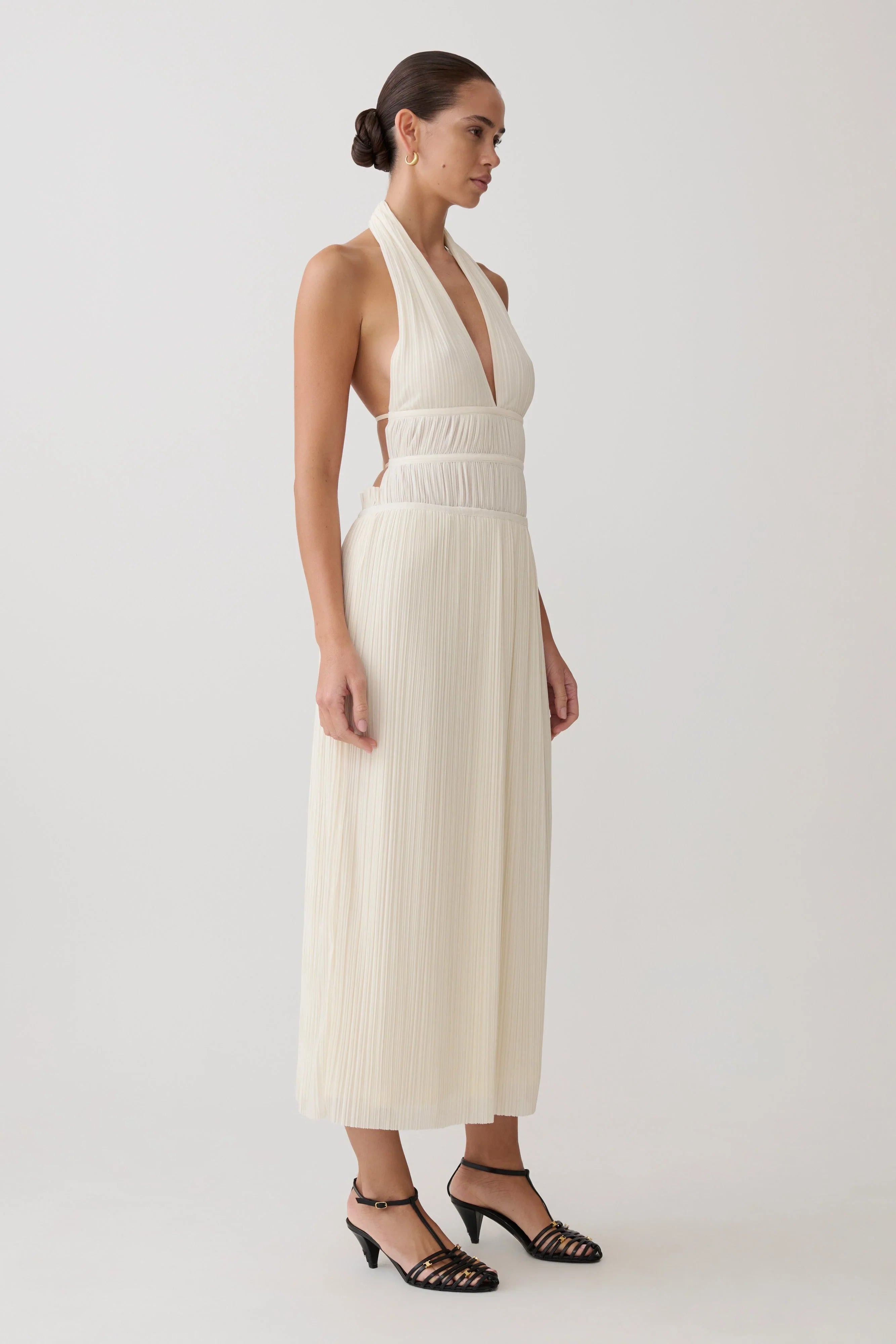 Thien Cowl Halter Midi Dress Ivory