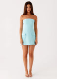 Allora Strapless Mini Dress Turquoise