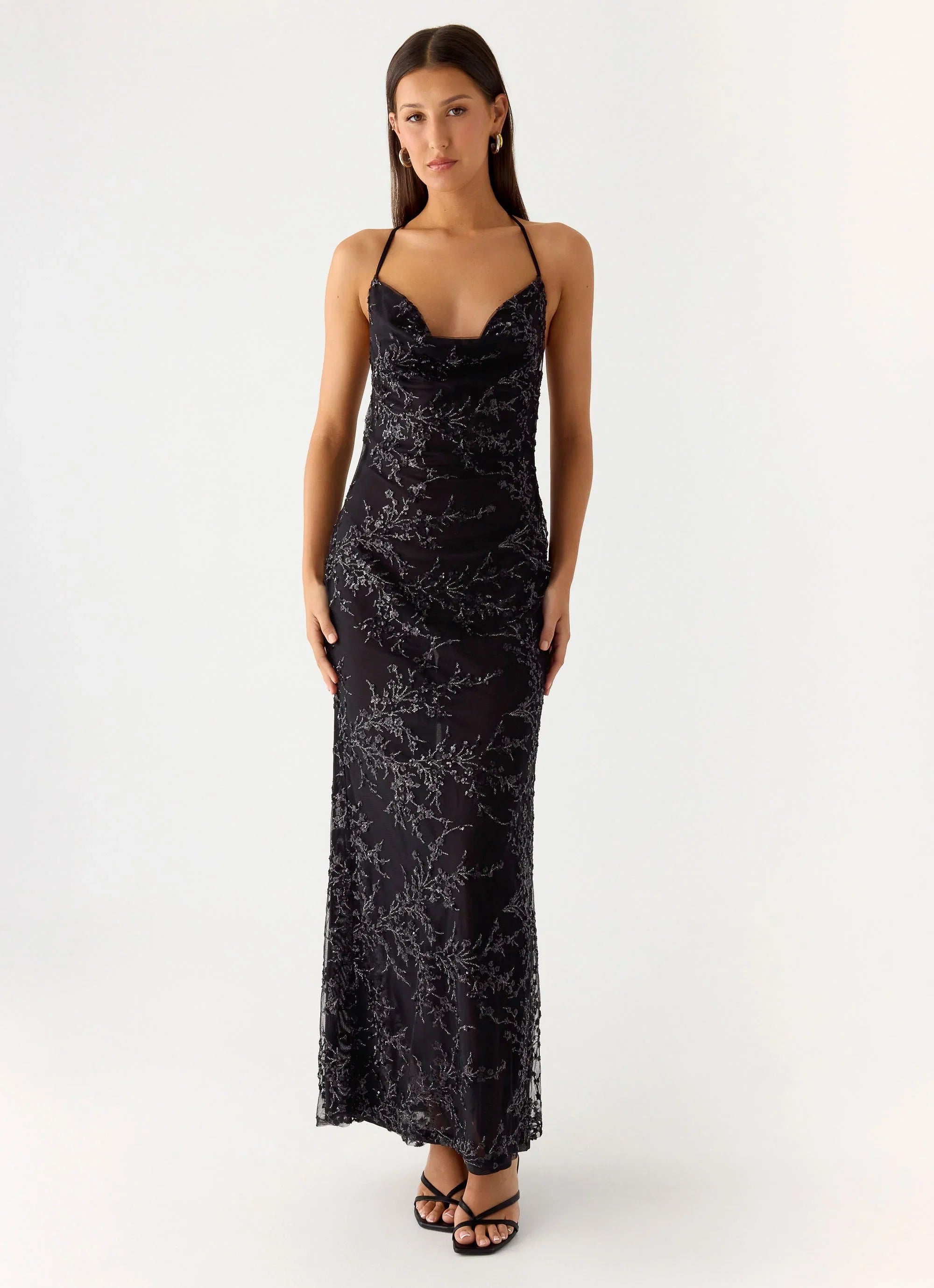 Mayim Sequin Maxi Dress Black