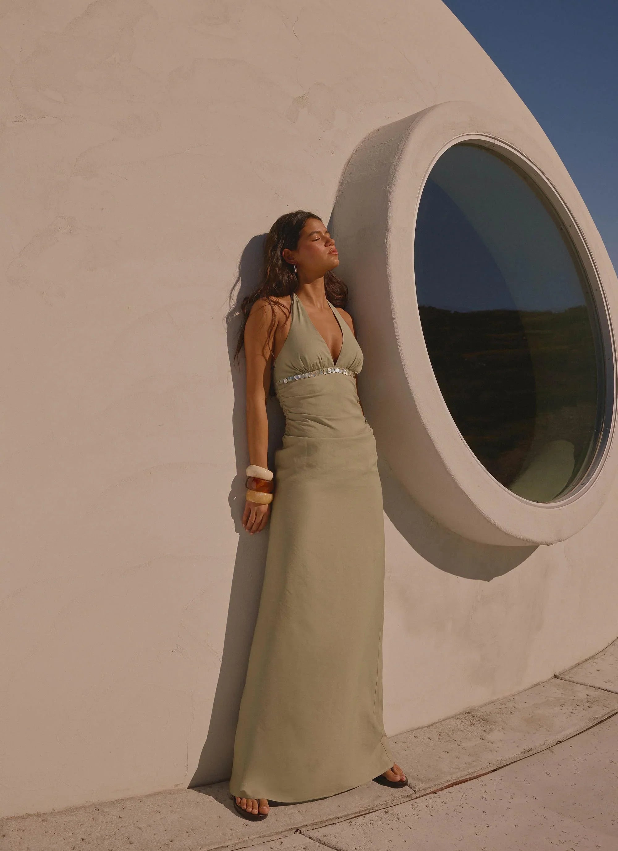 Lorela Maxi Dress Pale Olive