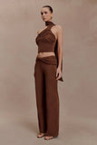 Lydia Slinky Asymmetrical Halter Top Chocolate