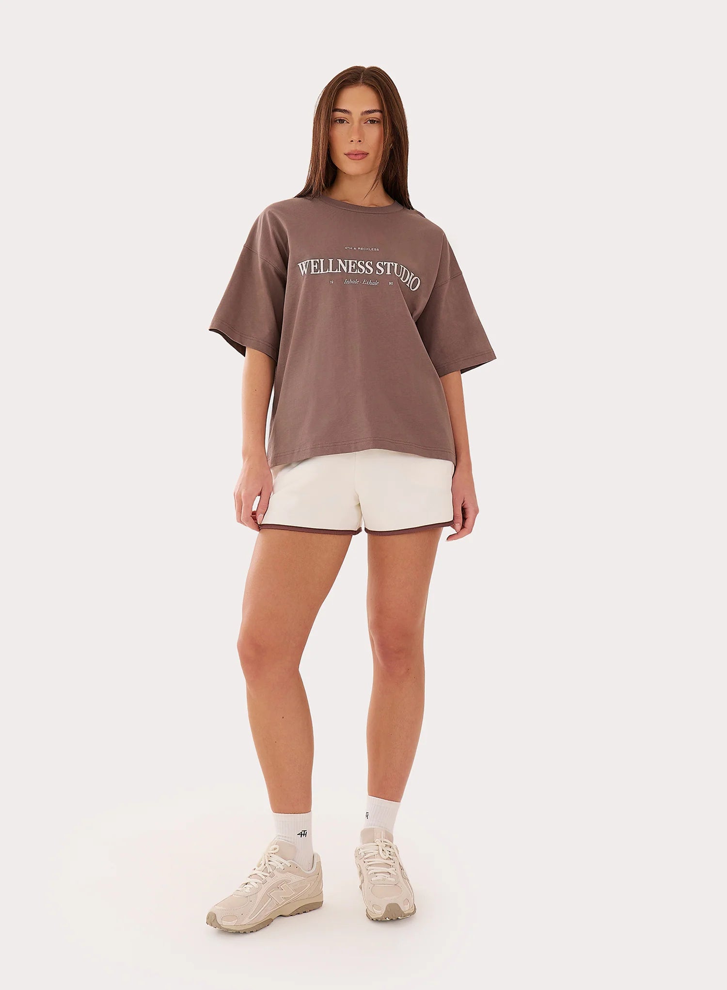 Brown Wellness Slogan Cotton Oversized T Shirt