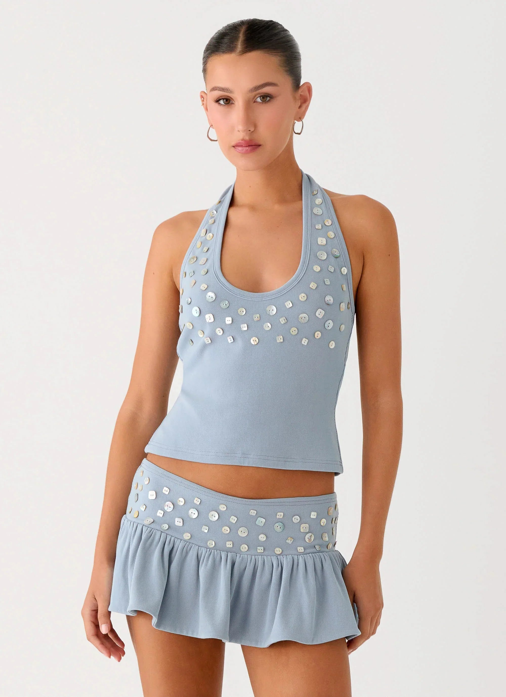 Vegas Nights Halter Neck Top Blue