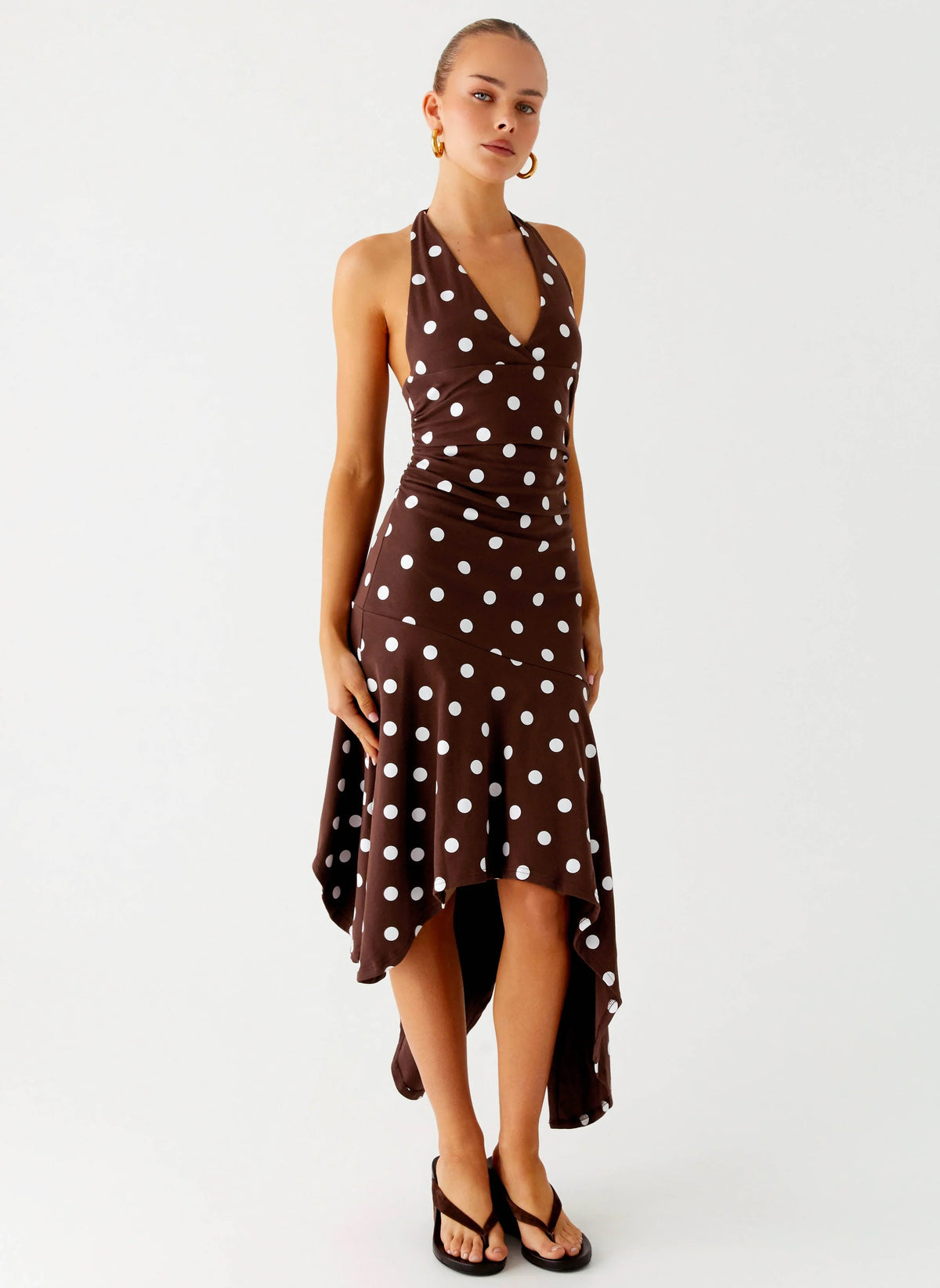 Keylani Halter Midi Dress Chocolate
