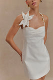 Reyes Cotton Floral Mini Dress White