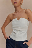 Zillah Strapless Cotton Top White
