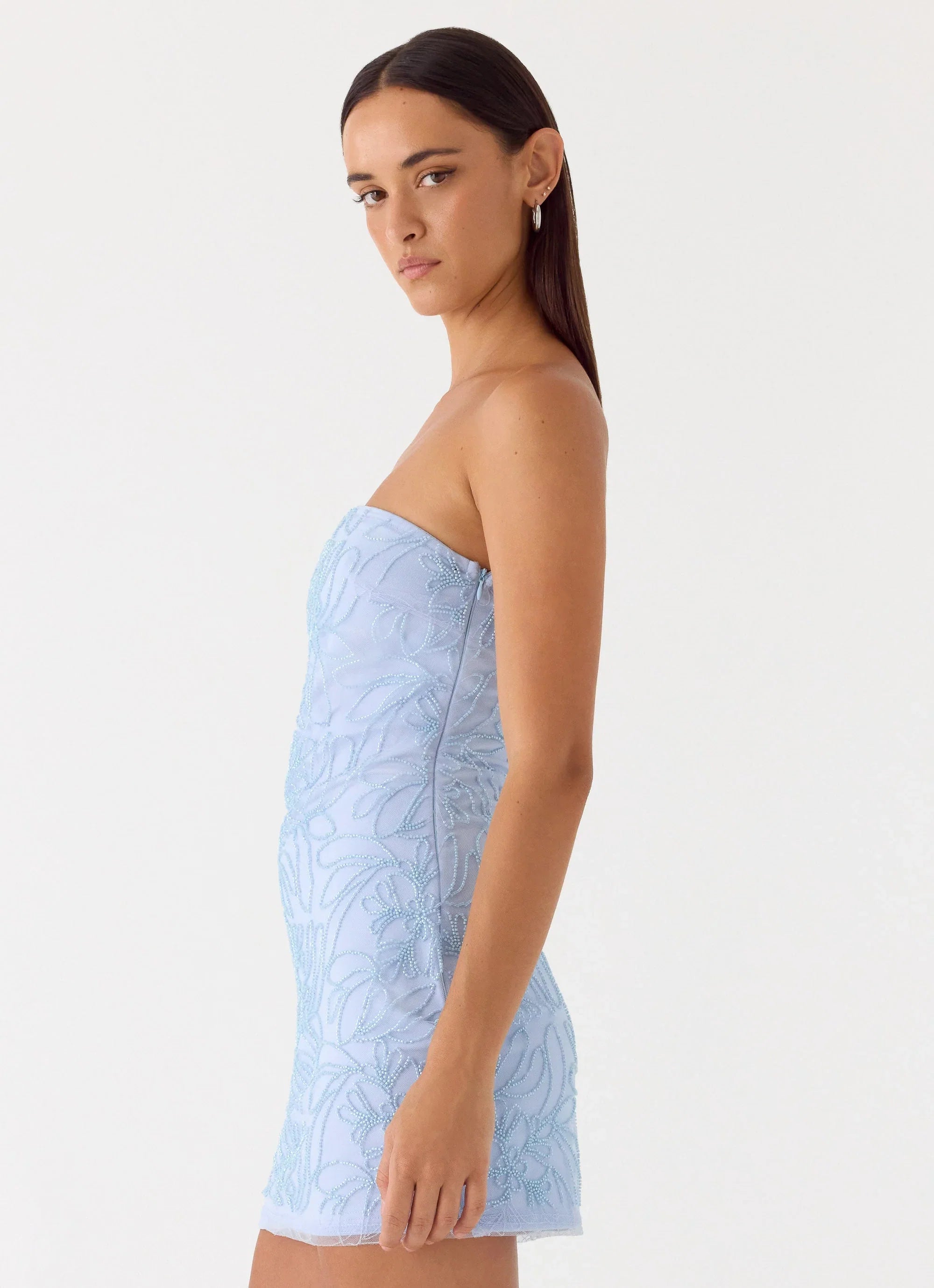 Dangerous Kind Beaded Mini Dress Blue