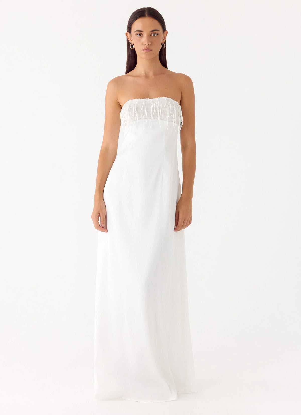 Miftie Beaded Sequin Maxi Dress White