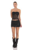 Fringe Sequin Skirt in Black