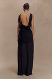 Daria Draped Chiffon Maxi Dress Black