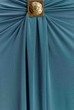 Erina Slinky Ruched Maxi Skirt With Hardware Teal