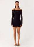 Just This Once Lace Mini Dress Black