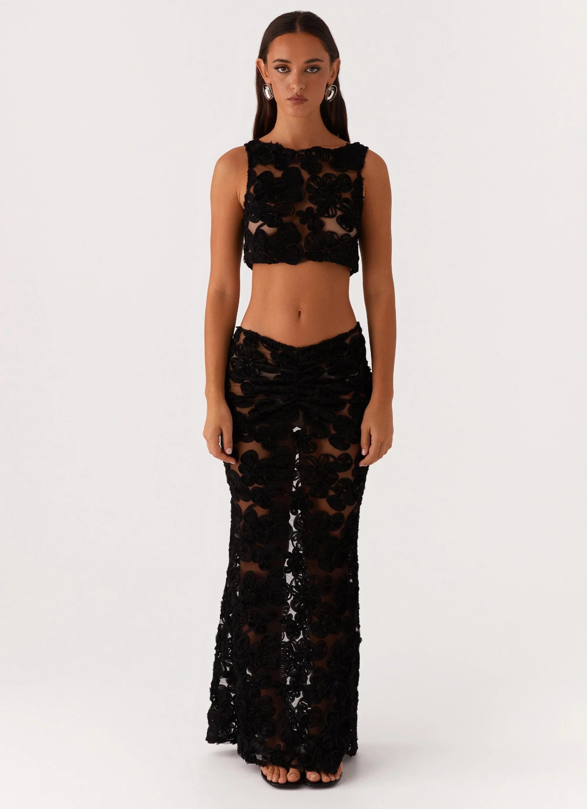 Fiorella Floret Maxi Skirt Black