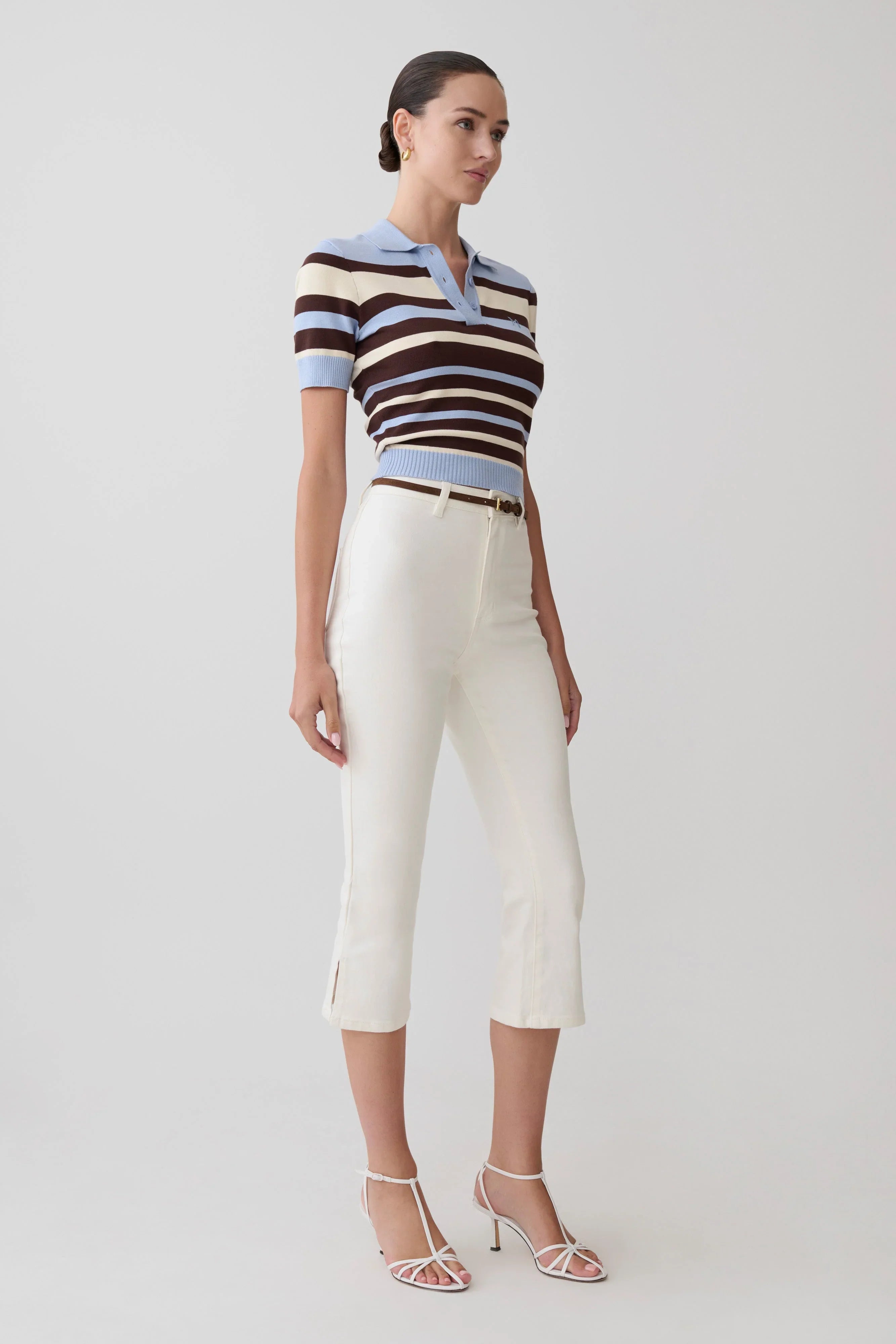 Mary Denim Capris White
