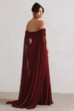 Carlotta Berry Bardot Maxi Dress With Chiffon Cape