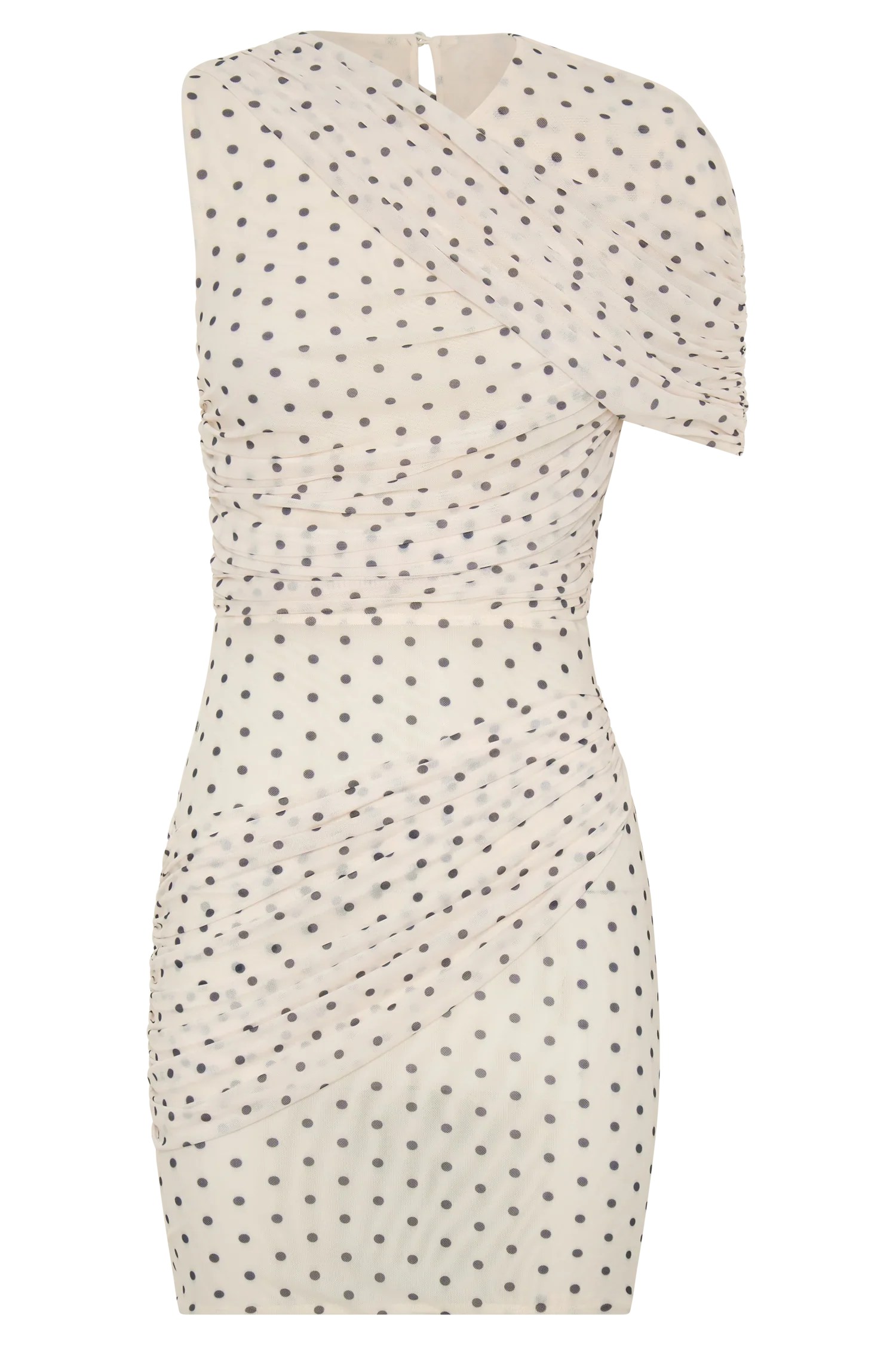 Adrienne One Shoulder Mesh Mini Dress Polka Dot