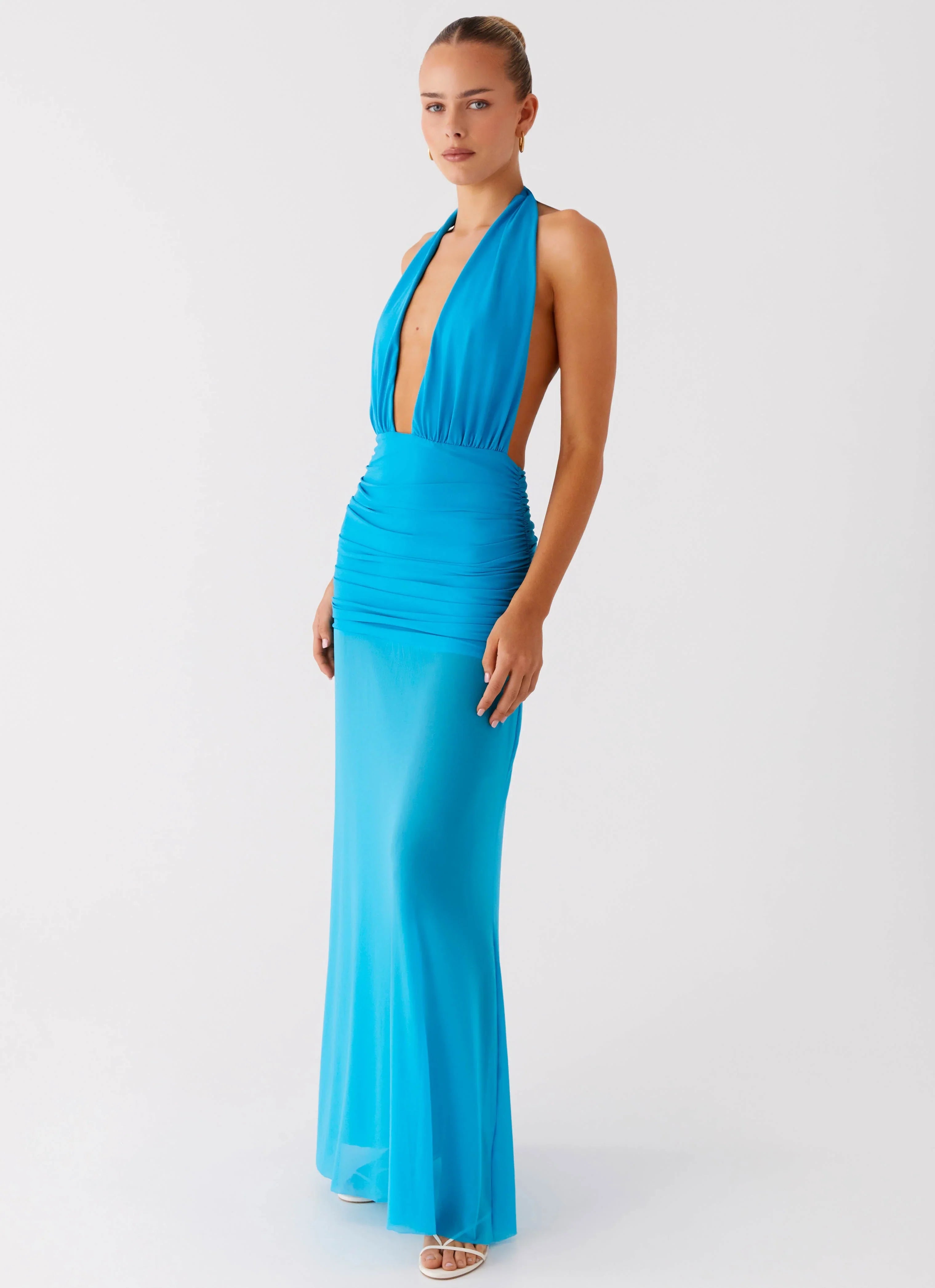 Dilemma Halter Maxi Dress Turquoise Blue