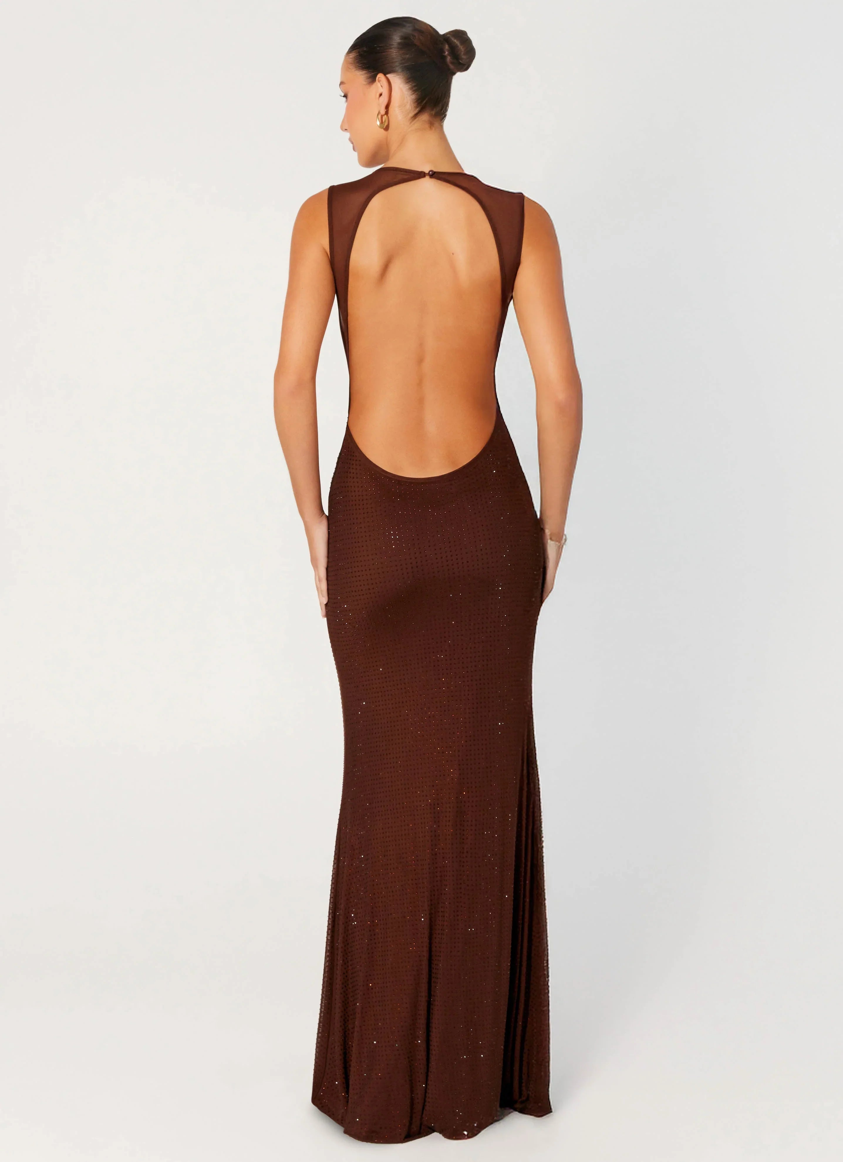 Hot Sequins Maxi Dress Chocolate