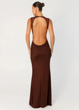 Hot Sequins Maxi Dress Chocolate