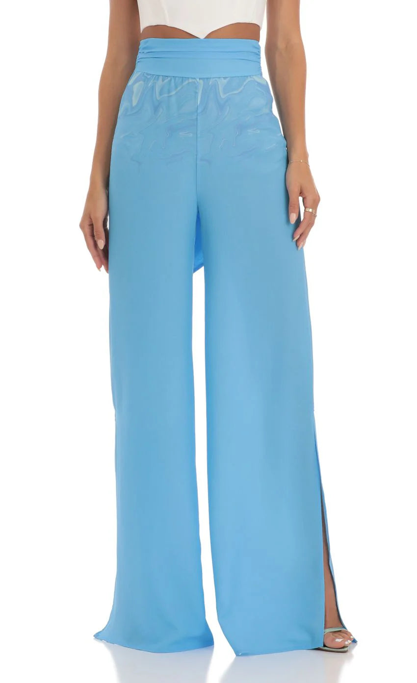 Swirl Wide Leg Pants in Blue