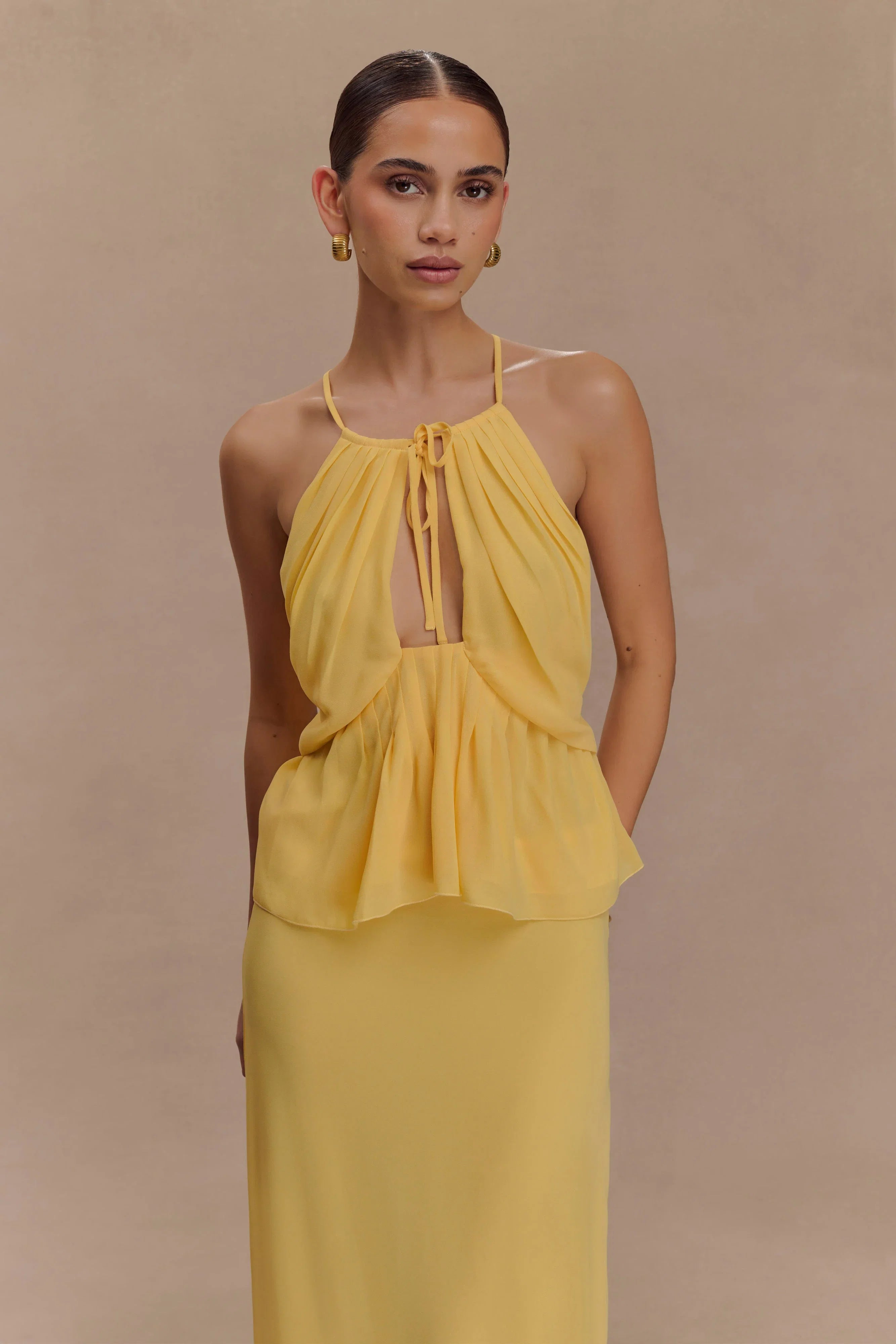 Korra Chiffon Halter Top Butterscotch