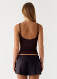 Delong Low Rise Linen Shorts Black
