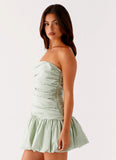 Floria Bubble Mini Dress Sage