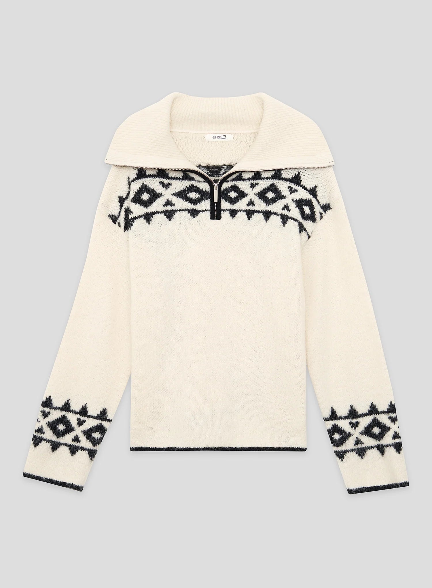Cream Fairisle Knitted Half Zip Jumper