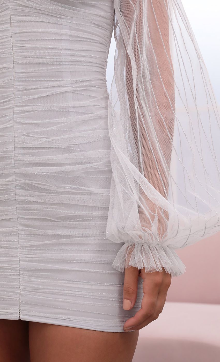 Mesh Draped Dress in Grey Shimmer