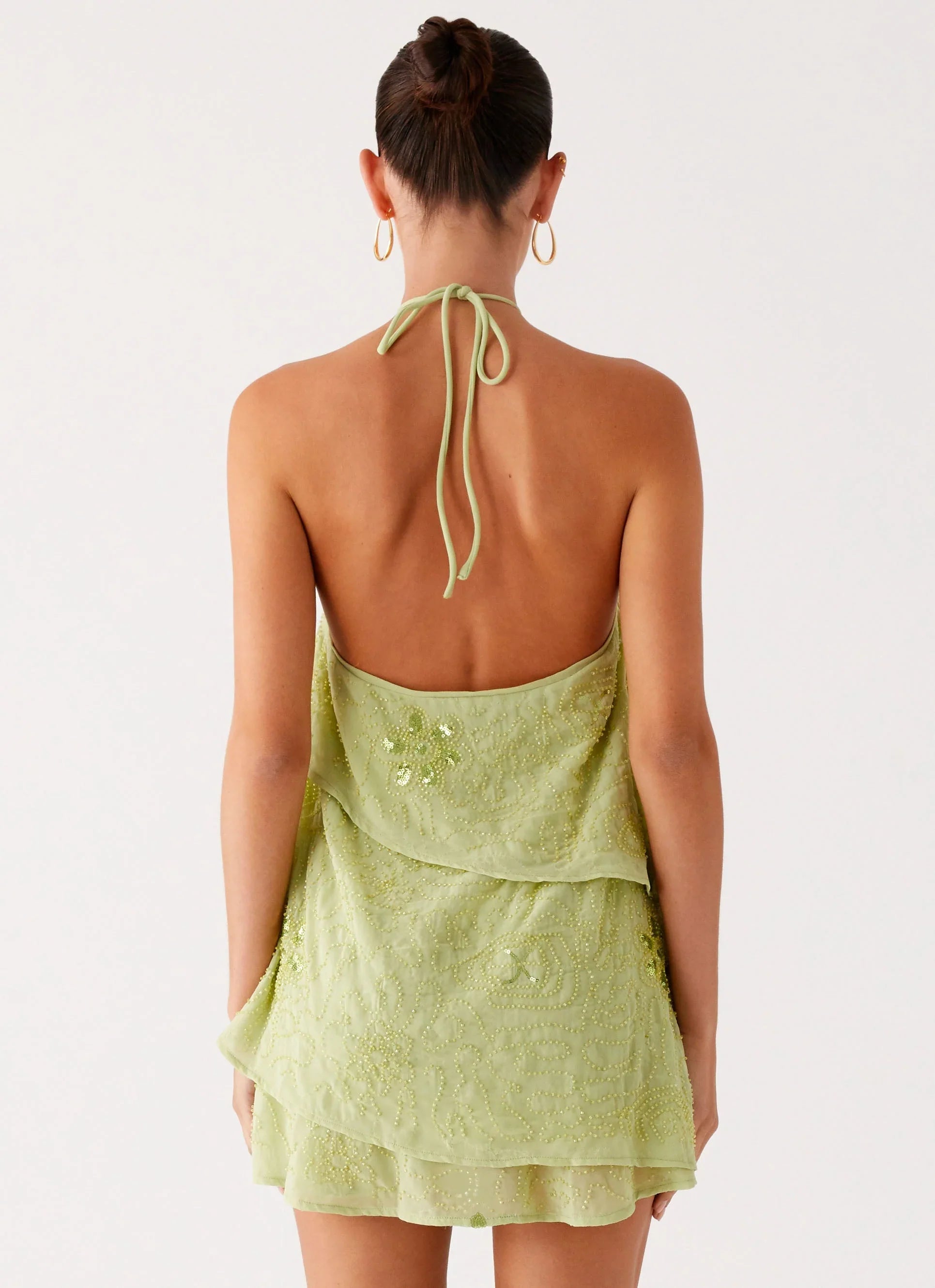 On The Go Beaded Mini Dress Mint