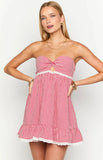 Maisie Red Gingham Strapless Mini Dress