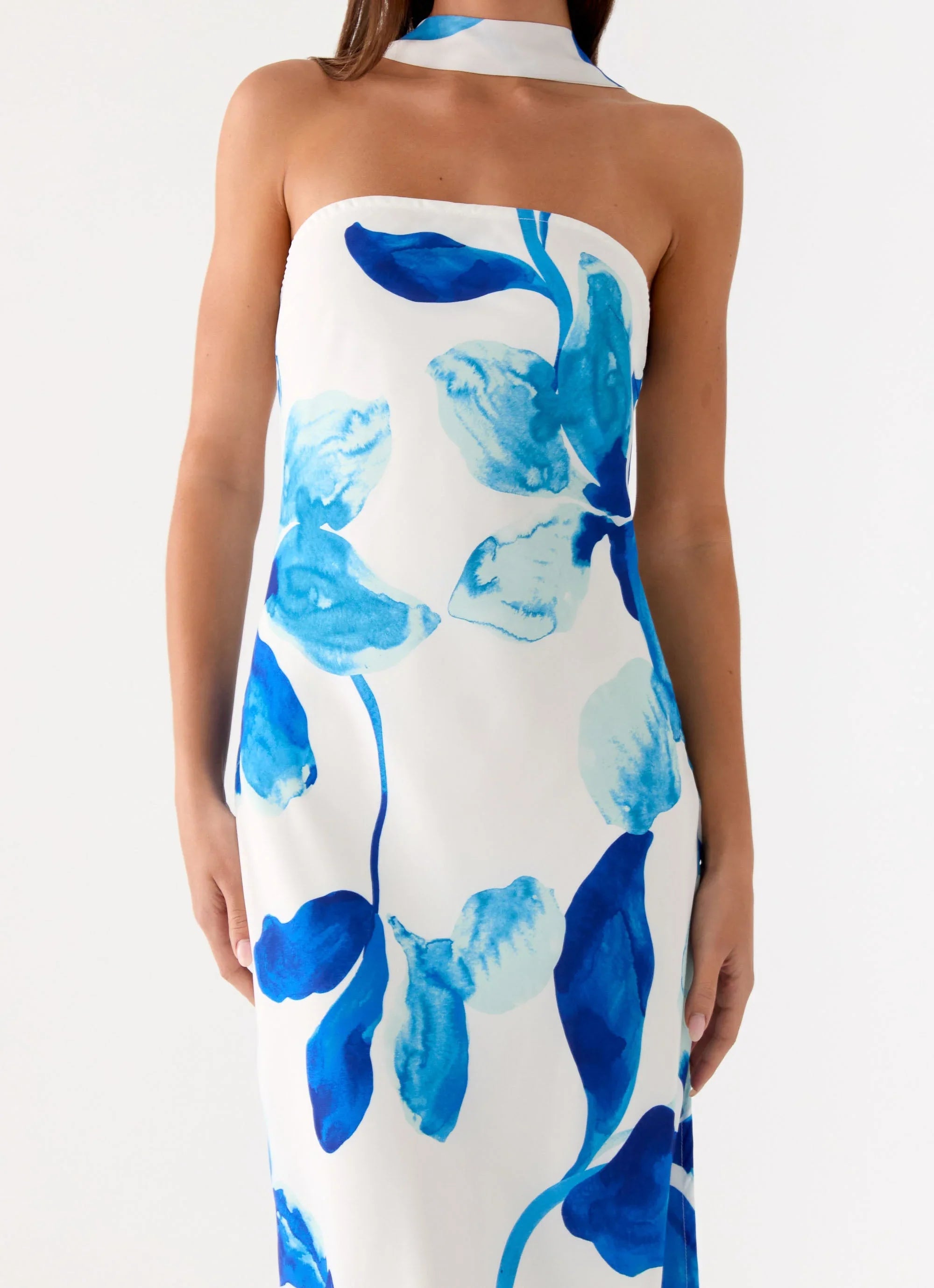Ashelle Chiffon Maxi Dress Cerulean Bloom