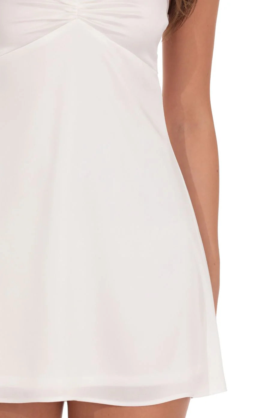 Scalloped Lace Mini Dress In White