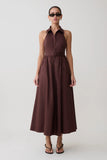 Cindy Collared Midi Dress Chocolate
