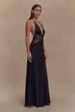 Dinah Lace And Satin Maxi Dress Black