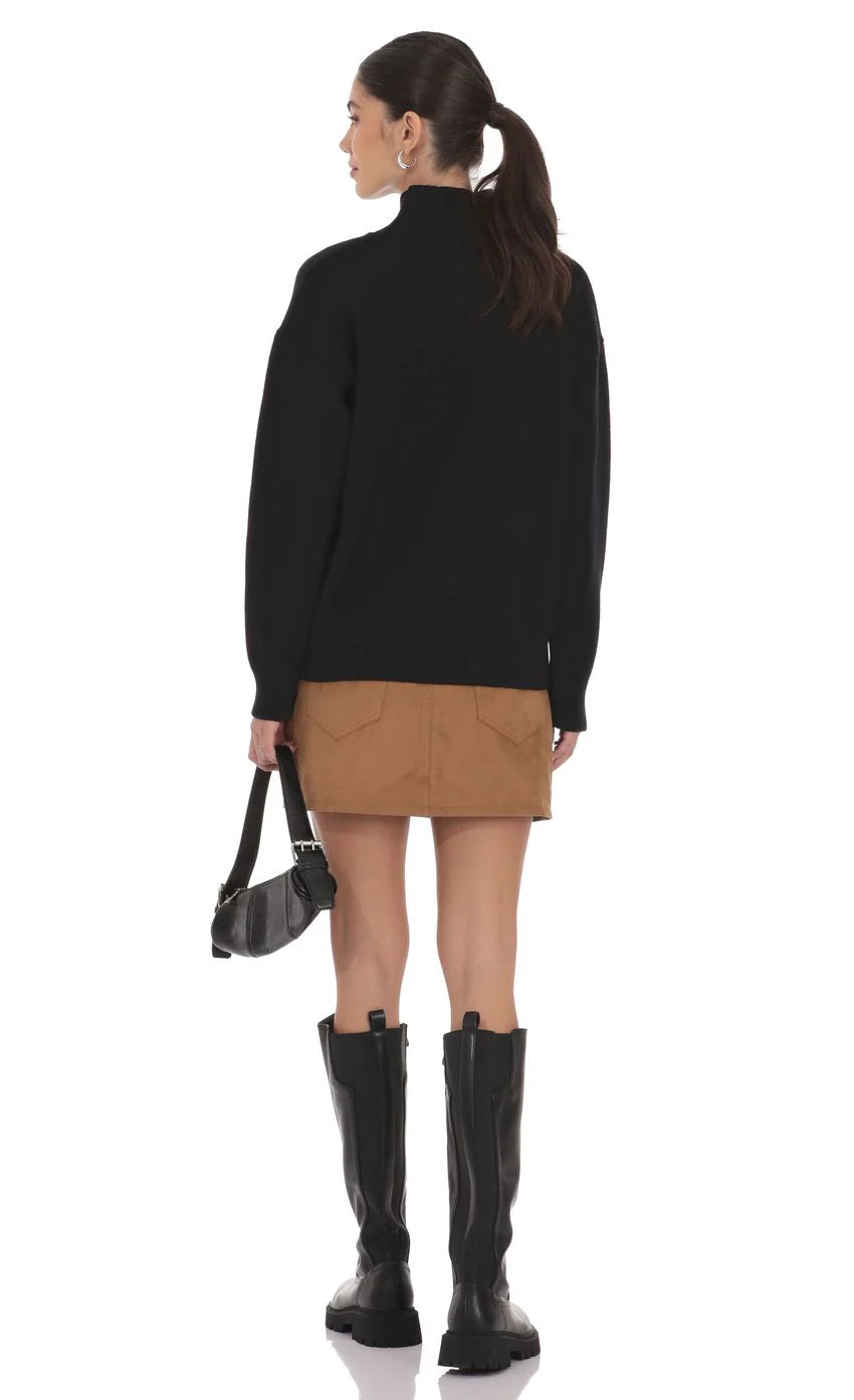 Turtle Neck Knit Jumper in Black