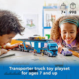 LEGO City Car Transporter 60408 Back to School Gift for Students Building Toy Boys Girls Ages 7 W Toy Cars 998 pieces Truck Toy for Kids
