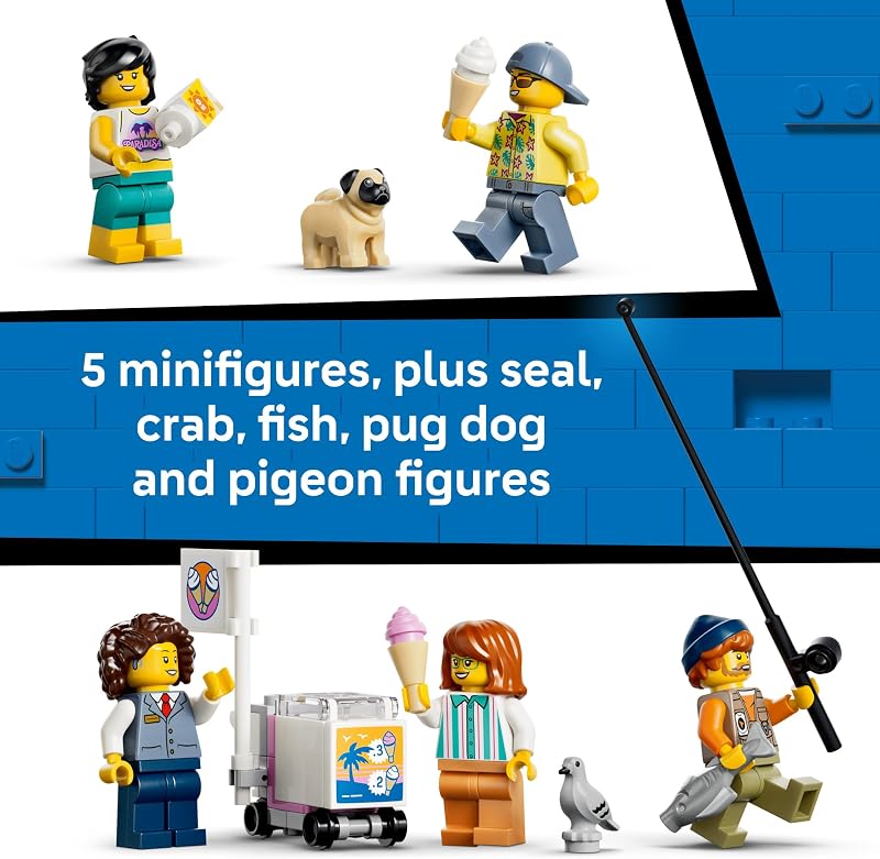 LEGO City Classic Beach Streetcar 60506 Building Toys for Boys Girls Ages 7 Trolley Playset for Pretend Play 5 Minifigures 693 pieces Gift for Birthdays