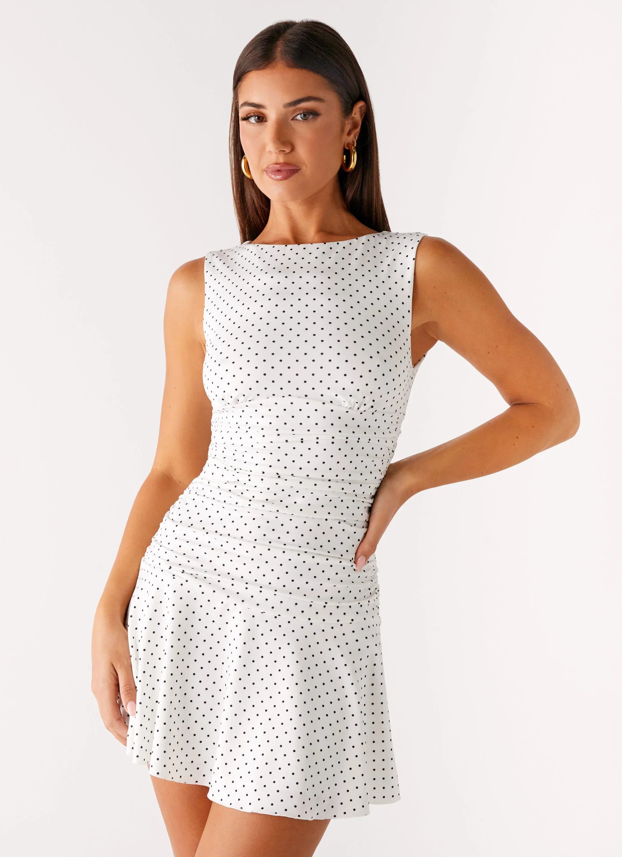 Kelda Mini Dress White Polka Dot