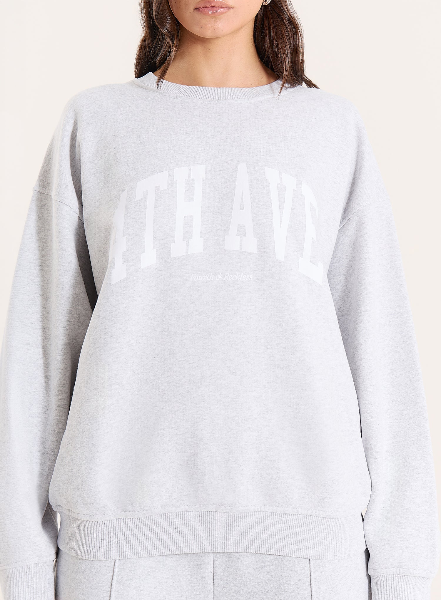 Light Grey 4th Avenue Slogan Oversized Sweatshirt