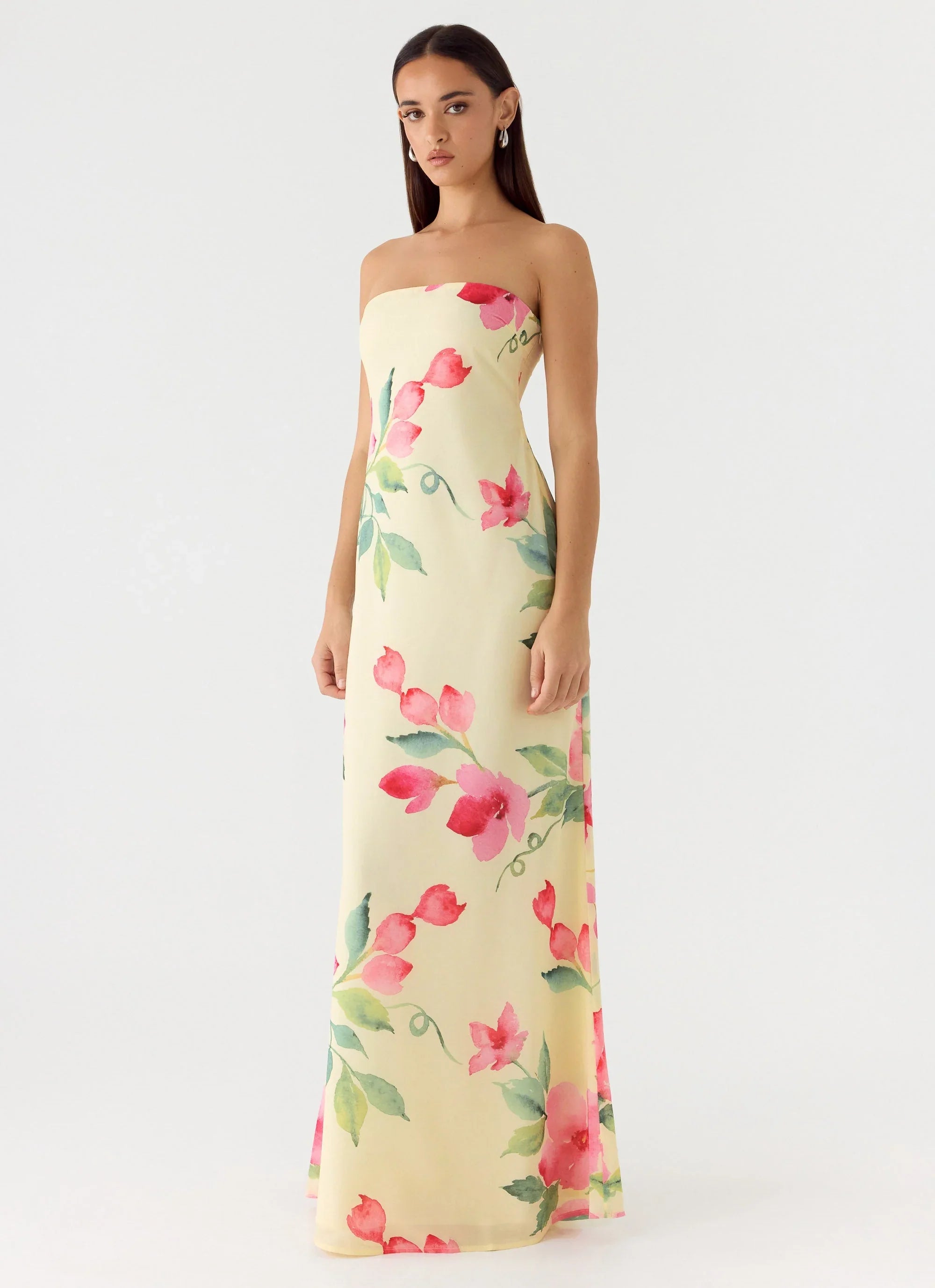 Bronte Strapless Maxi Dress Lemon Soleil