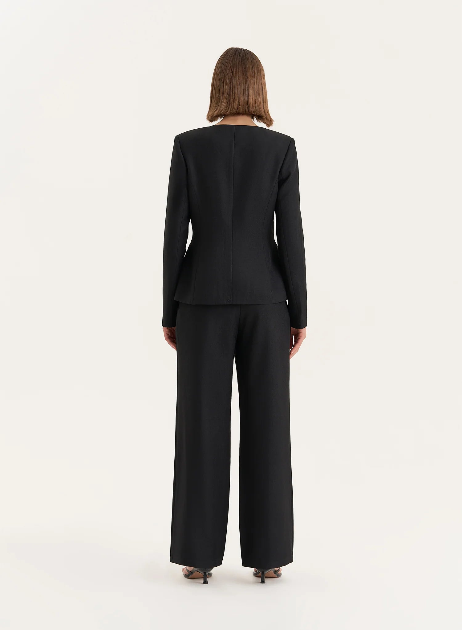 Black Tailored Gold Button Front Split Blazer