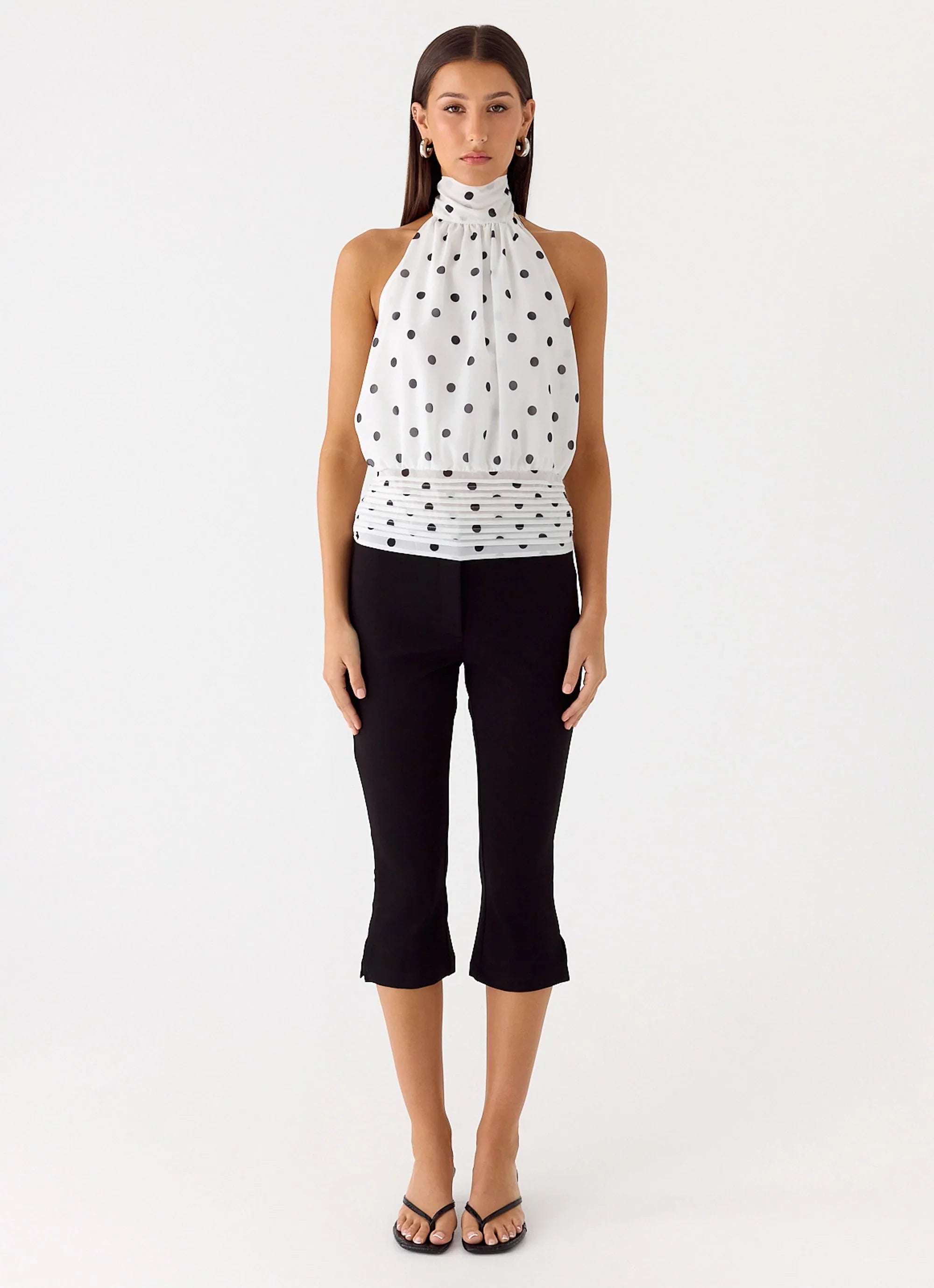 Willow Chiffon Top White Polkadot