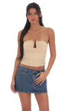 Embellished Tube Top in Beige