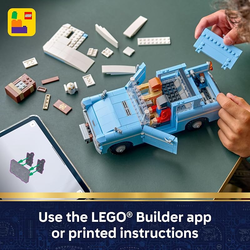 LEGO Harry Potter Enchanted Flying Ford Anglia Car Building Toy for Boys Girls Book Shelf Bedroom Decor for Ages 14 W Harry Ron Hedwig Minifigures Gift Idea for Birthdays 76470