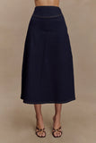 Cecilia Denim A Line Midi Skirt Indigo Blue