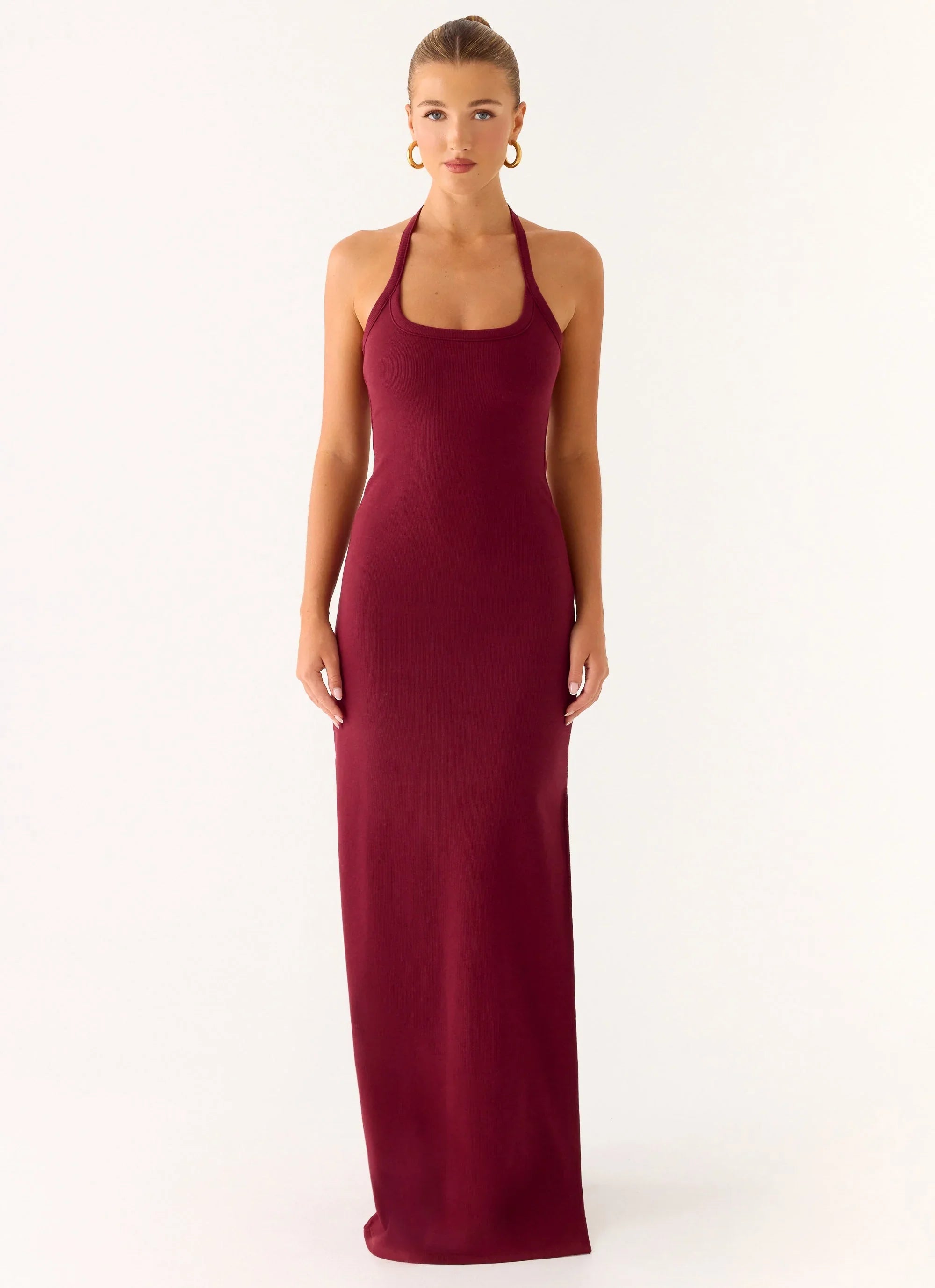 Kill This Love Ribbed Maxi Dress Dark Cherry